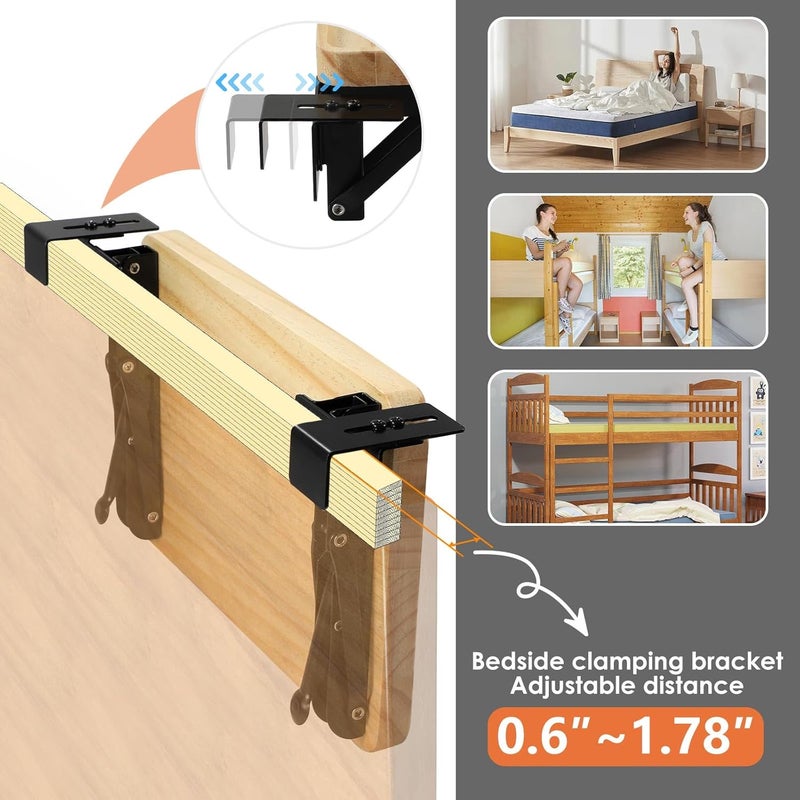 SKMYL Foldable Bedside Shelf, Bunk Bed Shelf, Bed Side Tray for Bunk Beds in University Dormitories, Simple Nightstand, Wood and Steel - Image 5